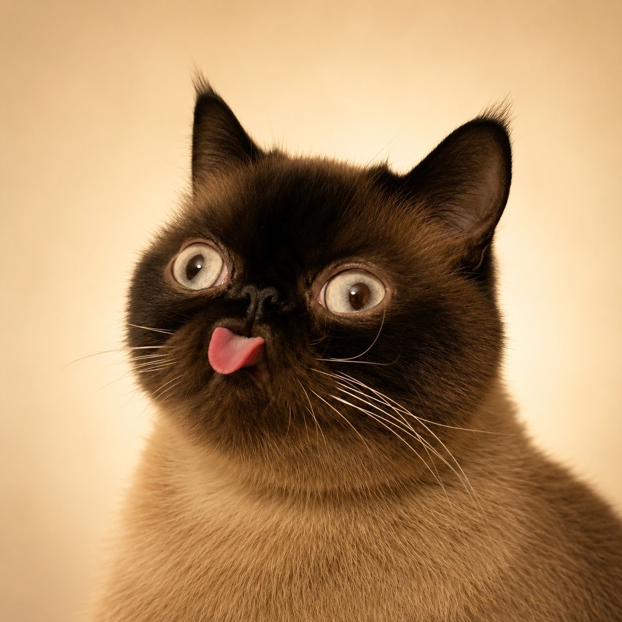 Neko staring into the middle distance with tongue out